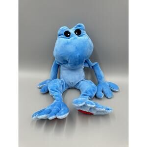 Noahs Ark Workshop Blue Frog 16” Heart Feet Stuffed Animal No Tag